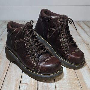 Vintage Dr. Martens Yolanda Chunky Brown Leather Boots Sz 9